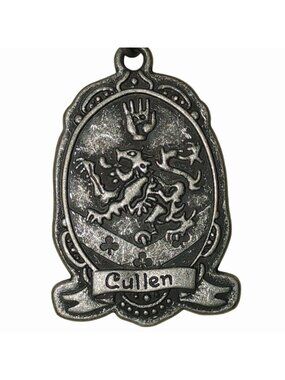 Cullen Family Crest Pendant Necklace Antiqued Silver Tone Chain Unisex Gothic